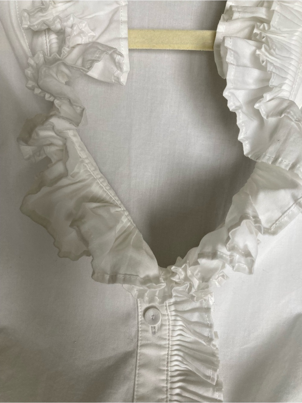 Talbots White Ruffled Front Button-Down Blouse - Picture 7 of 11